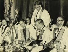 Mr. H. V. R. Iengar signs the Record of Degrees 
