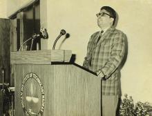  Prof. H. N. Mahabala addresses the audience during the inauguration of the Computer Centre, 1973
