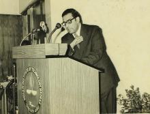 Prof. K. A. V. Pandalai welcomes the gathering during the Computer Centre inauguration, 1973