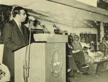 Prof. K. A. V. Pandalai addresses the audience during the inauguration of the Computer Centre in 1973