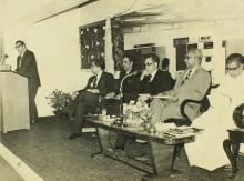 Prof. K. A. V. Pandalai addresses the audience during the inauguration of the Computer Centre, 1973