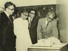The IBM 2741 communication terminal at the inauguration of the Computer Centre, 1973