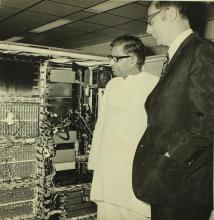 Distinguished guests Mr. C. Subramaniam (left) and Dr. Erhard Eppler (right) during the inauguration of the Computer Centre, 1973