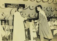 Prof. K. A. V. Pandalai presents a degree to a student