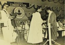 Prof. K. A. V. Pandalai presents a degree to a student