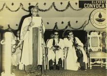 Prof. K. T. Chandy addresses the audience at the eleventh convocation ceremony