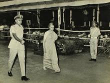 Mrs. Indira Gandhi escorted by an NCC officer