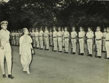 Mrs. Indira Gandhi (Prime Minister of India) inspects the guard of honour