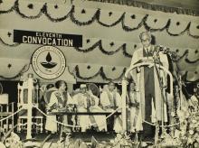 Prof. K. T. Chandy addresses the audience at the eleventh convocation ceremony