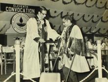 Prof. K. A. V. Pandalai presents a degree to a student