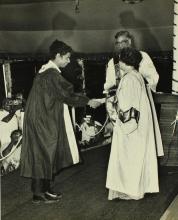 Mr. Gangan Prathap  shakes hands with Mrs. Indira Gandhi, the chief guest of the eleventh convocation, before receiving his prize