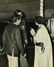 Mrs. Indira Gandhi, chief guest of the eleventh convocation, interacts with students at the ceremony