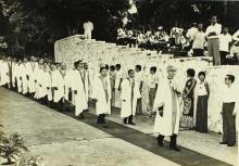 The academic procession in progress at the 13th convocation, 1976