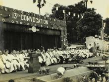 Senior administrators and faculty members of the Institute at the 13th convocation, 1976