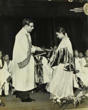 Prof. K. A. V. Pandalai gives away a Ph.D. degree during the 13th convocation, 1976