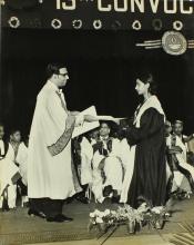 Prof. K. A. V. Pandalai gives away a degree at the 13th convocation, 1976 