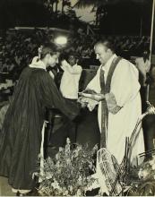 Dr. M. S. Swaminathan gives away the President of India Prize during the 13th convocation, 1976