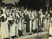 Graduates taking the Institute pledge during the 13th convocation, 1976