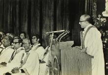 Dr. M. S. Swaminathan delivering the convocation address, 1976