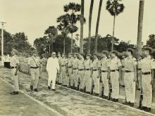 Mr. P. N. Haksar inspects the guard of honour, 1975
