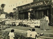 Prof. S. Sampath and Prof. K. A. V. Pandalai at the podium, 1975