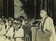 Mr. P. N. Haksar addresses the audience, 1975