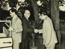 Prof. K. A. V. Pandalai receives a guest, 1975