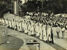 Mr. C. V. Sethunathan leads the academic procession at the 12th Convocation, 1975
