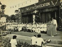 Prof. S. Sampath and Prof. K. A. V. Pandalai at the podium, 1975
