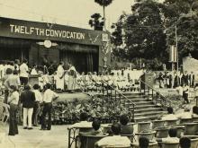 Prof. K. A. V. Pandalai presents a degree to a graduand, 1975