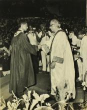 Mr. P. N. Haksar with a graduand, 1975