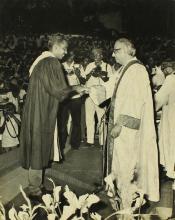 Mr. P. N. Haksar with a graduand, 1975