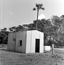 A building/cabin structure that was fabricated at the FRP Centre