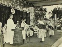 A student receives his degree from Prof. A. Ramachandran