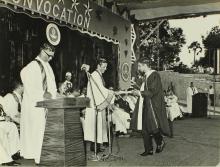 A student receives his degree from Prof. A. Ramachandran 