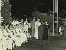 The chief guest,  Dr. V. V. Giri (President of India), addresses the audience at the seventh convocation ceremony