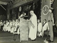 The chief guest,  Dr. V. V. Giri, addresses the audience at the seventh convocation ceremony