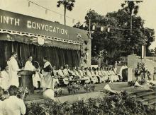 Prof. A. Ramachandran presents a degree to a graduand, 1972
