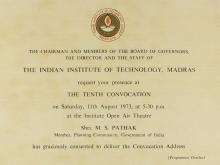 Invitation to the 10th Convocation, 1973