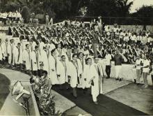 Mr. Rajagopalan leads the academic procession, 1973