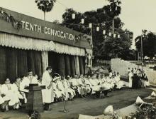 Prof. S. Sampath addresses the audience at the 10th Convocation, 1973