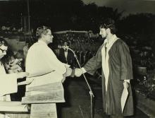 Prof. S. Sampath presents a degree to a graduand, 1973