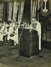 Mr. M. S. Pathak addresses the audience, 1973
