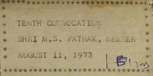 A label found on the physical album containing photographs of the 10th Convocation, 1973