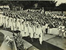 Mr. Rajagopalan leads the academic procession, 1973