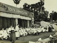 Prof. S. Sampath addresses the audience at the 10th Convocation, 1973