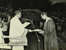 Prof. S. Sampath presents a degree to a graduand, 1973