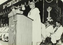 Prof. N. V. C. Swamy addresses the audience, 1981