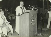 Mr. R. Venkataraman addresses the audience, 1981