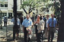 Delegates outside the administration building, 2006